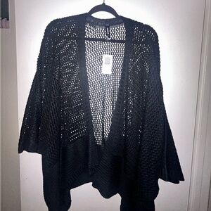 Torrid Black Open-Knit Poncho Sweater